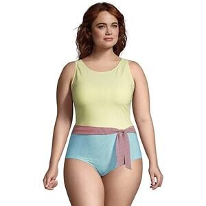 Lands' End Seersucker Striped Bathing Suit